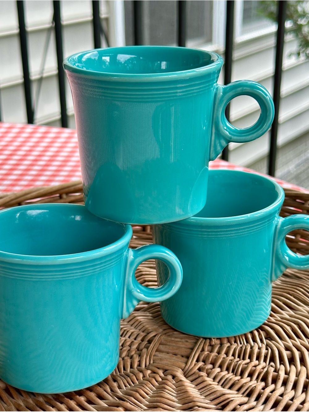 Fiesta Fiestaware Turquoise Ring Handle Mugs Set of 3